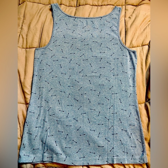 GAP Blue with Arrow Print Scoop Neck Ribbed tank - Picture 2 of 4